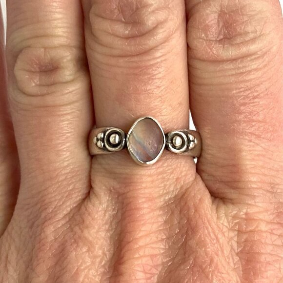 Sterling Silver 925 Dainty Minimalist 8MM Oval Moonstone Band Ring Sz 8.25 - Picture 2 of 16